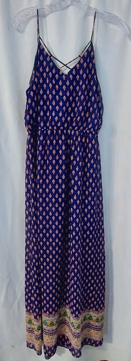 Sienna Sky Maxi Dress Size Medium Floral Pattern Partially Lined Length 56″