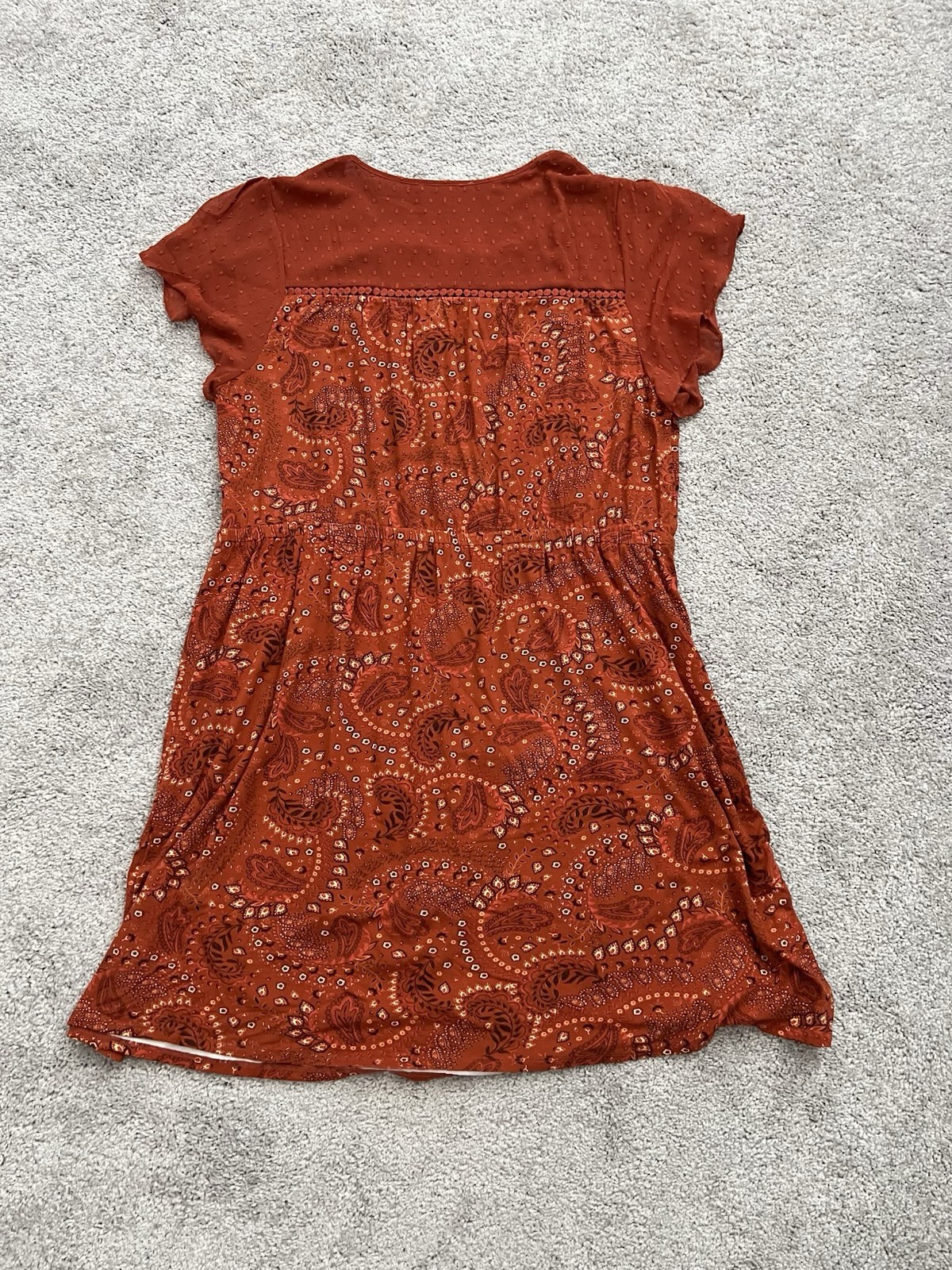 Women’s 2X Danielrainn Short-Sleeve Midi Paisley-like Print Dress