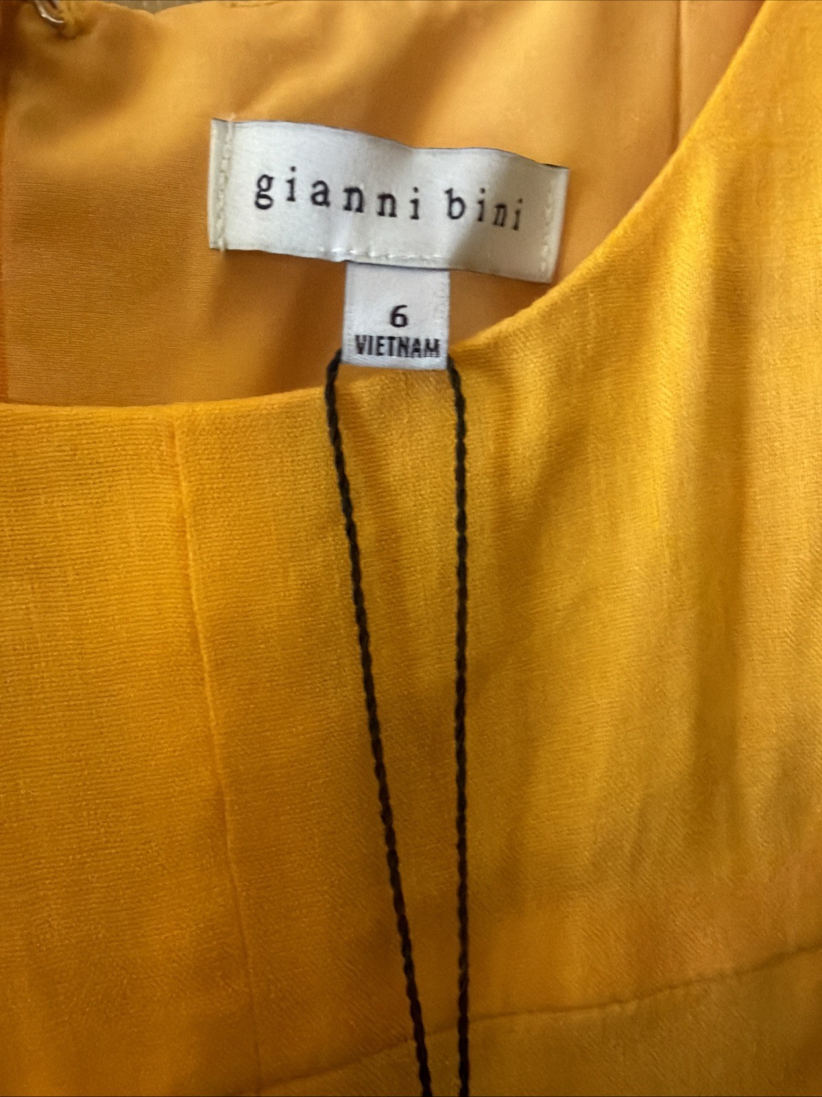 By Gianni Bini Mustard Color Short Sleeve Linen Dress With Bubble Hem