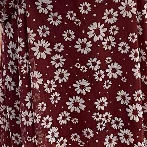 Originality Burgundy Daisy Floral Ruched Mini Dress Womens Medium Made in USA