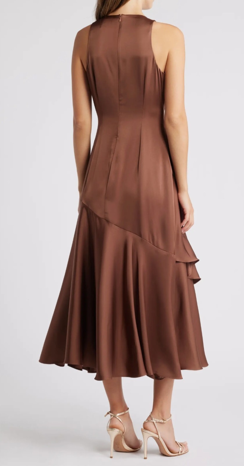 PARKER THE ANGIE BROWN UMBER LAYERED RUFFLE MAXI DRESS