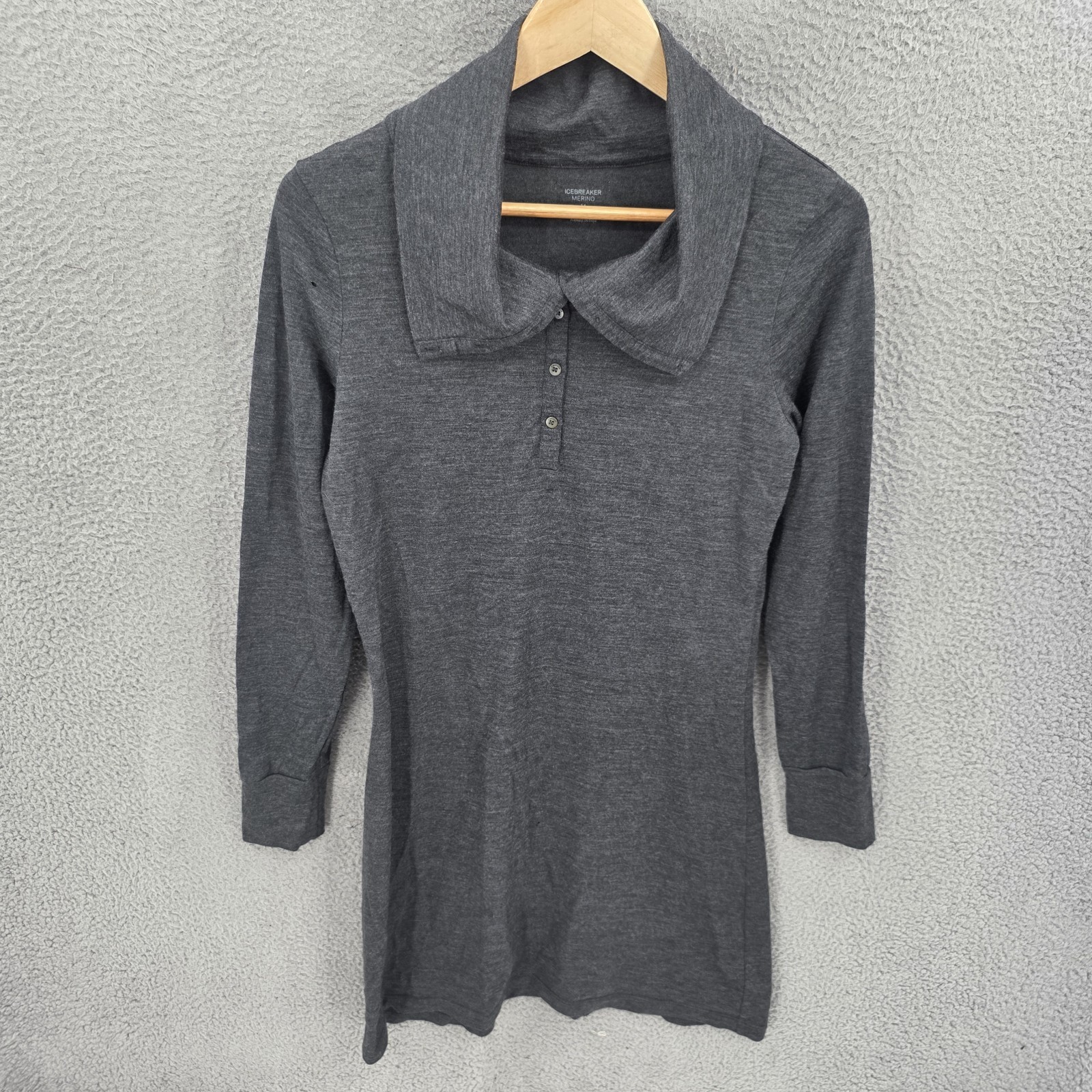 Icebreaker Dress Womens Medium Gray Merino Long Sleeve Tunic Dress