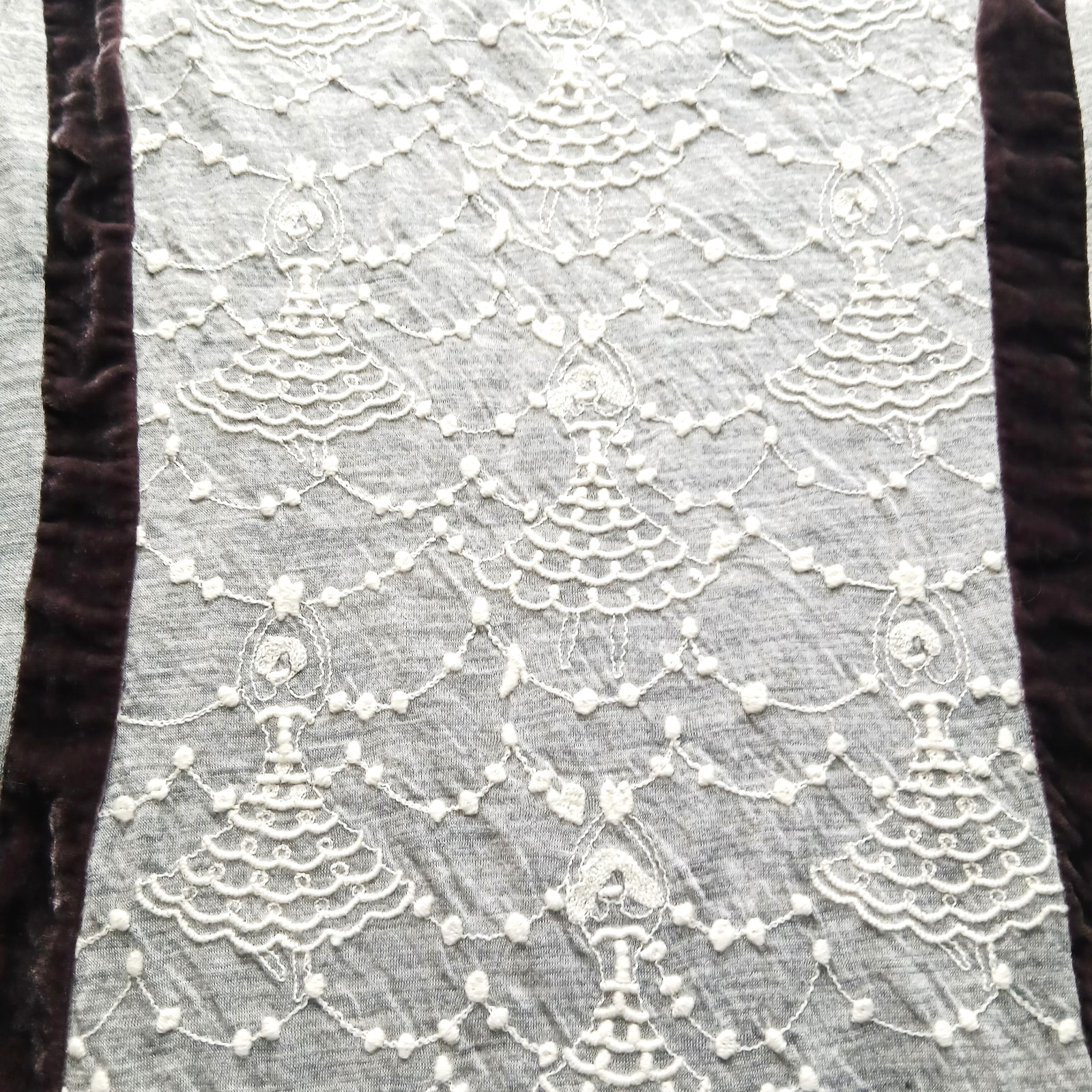 Tsumori Chisato Tunic dress Embroidered Ballerina Size Wool Gray Silk Velvet