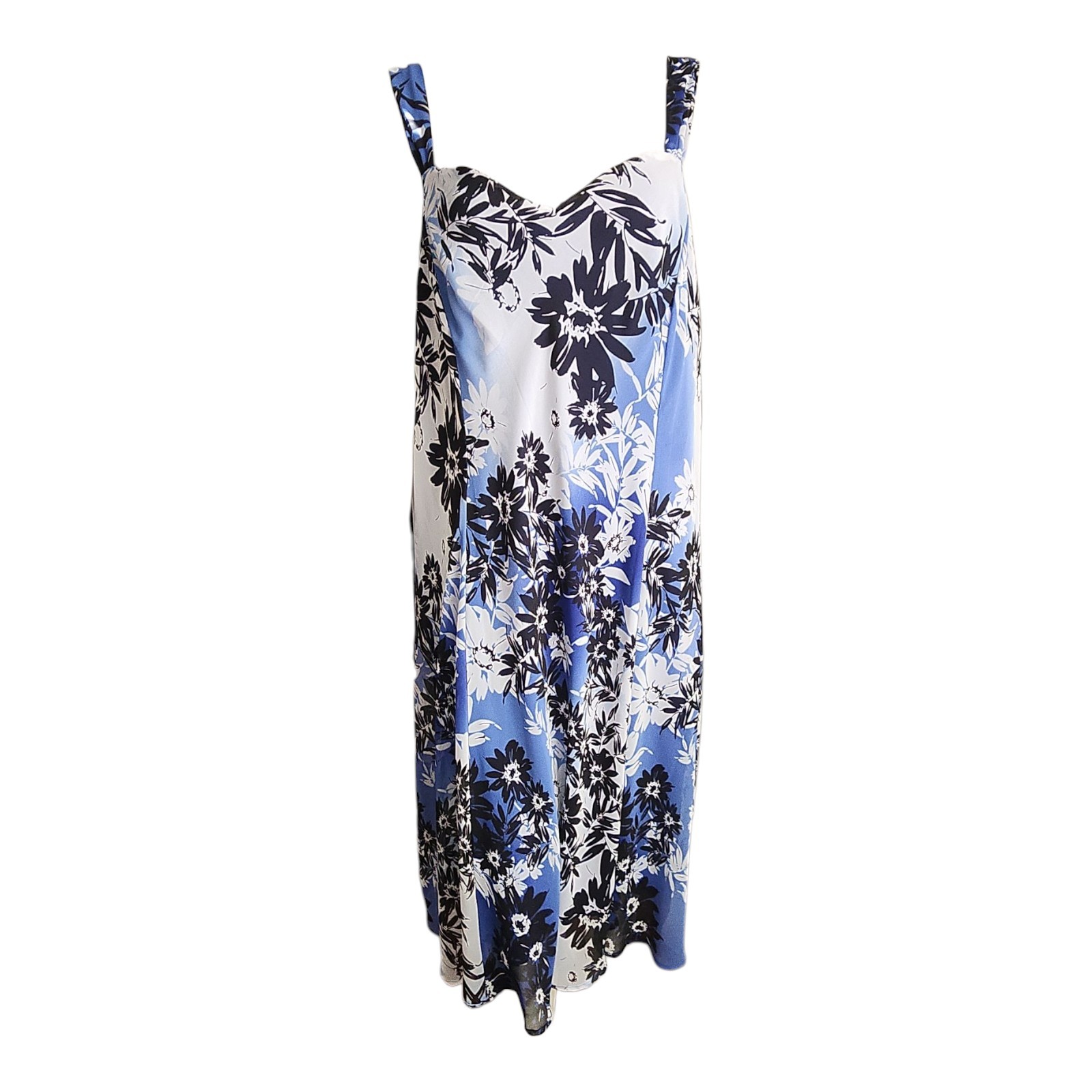 DB Dressbarn Established 1962 Dress Womens Plus Size 22 Blue Floral Lined