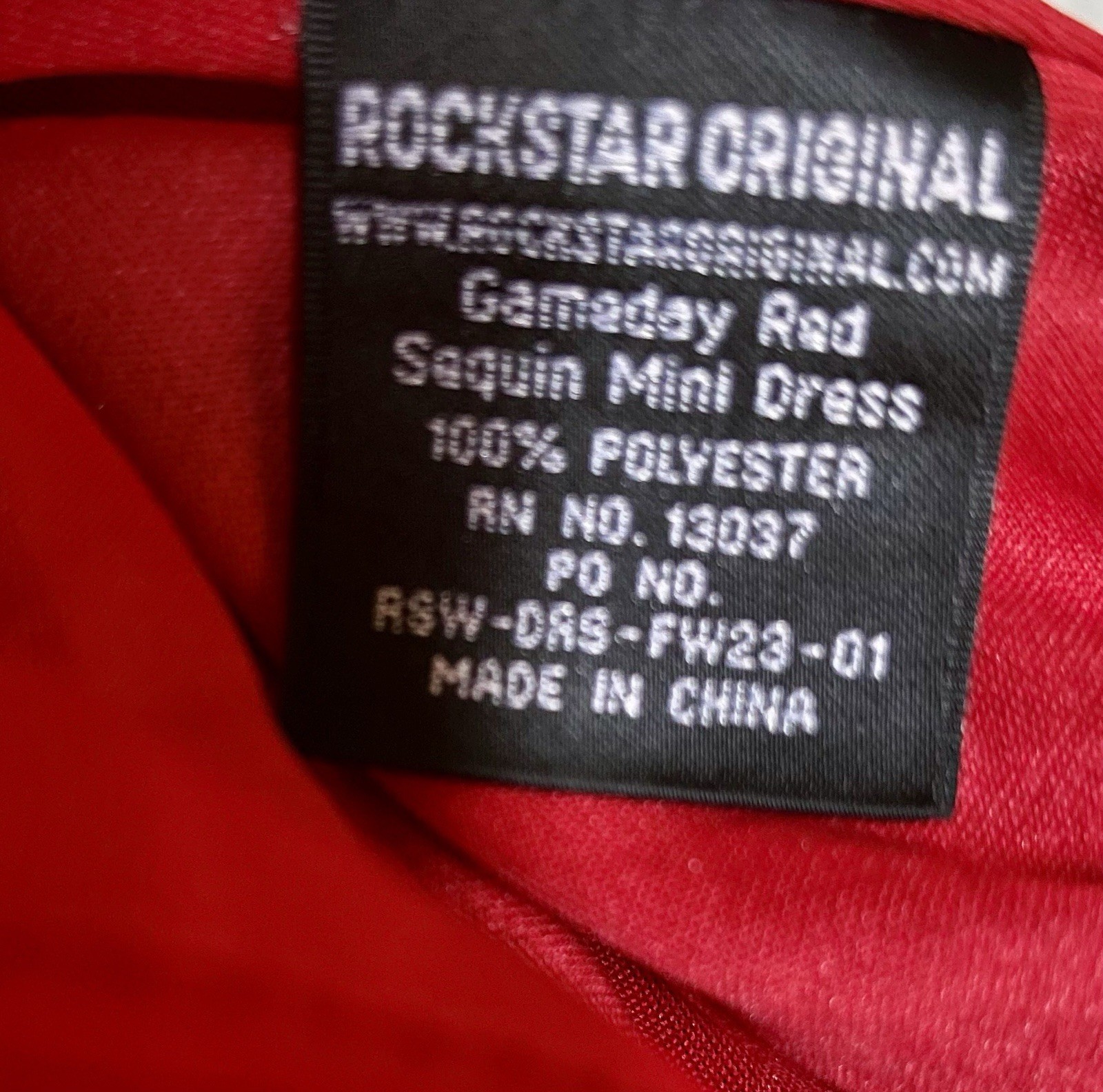 ROCKSTAR ORIG Game Day Red Sequin Mini Dress Football Jersey Oversized Sz OS