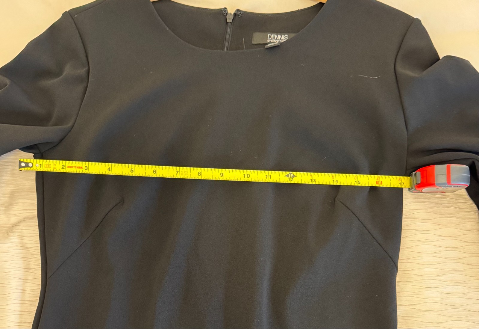 Dennis by Dennis Basso Black Shift Dress – Women’s Size 8 – Gold Grommet Sleeve