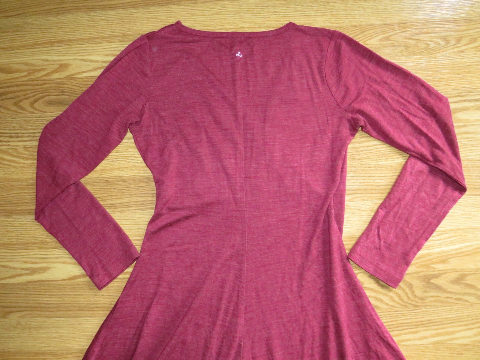 Prana Womens Nadia Small Stretch Jersey Long Sleeve Faux Wrap Dress ~ Rose/ Pink