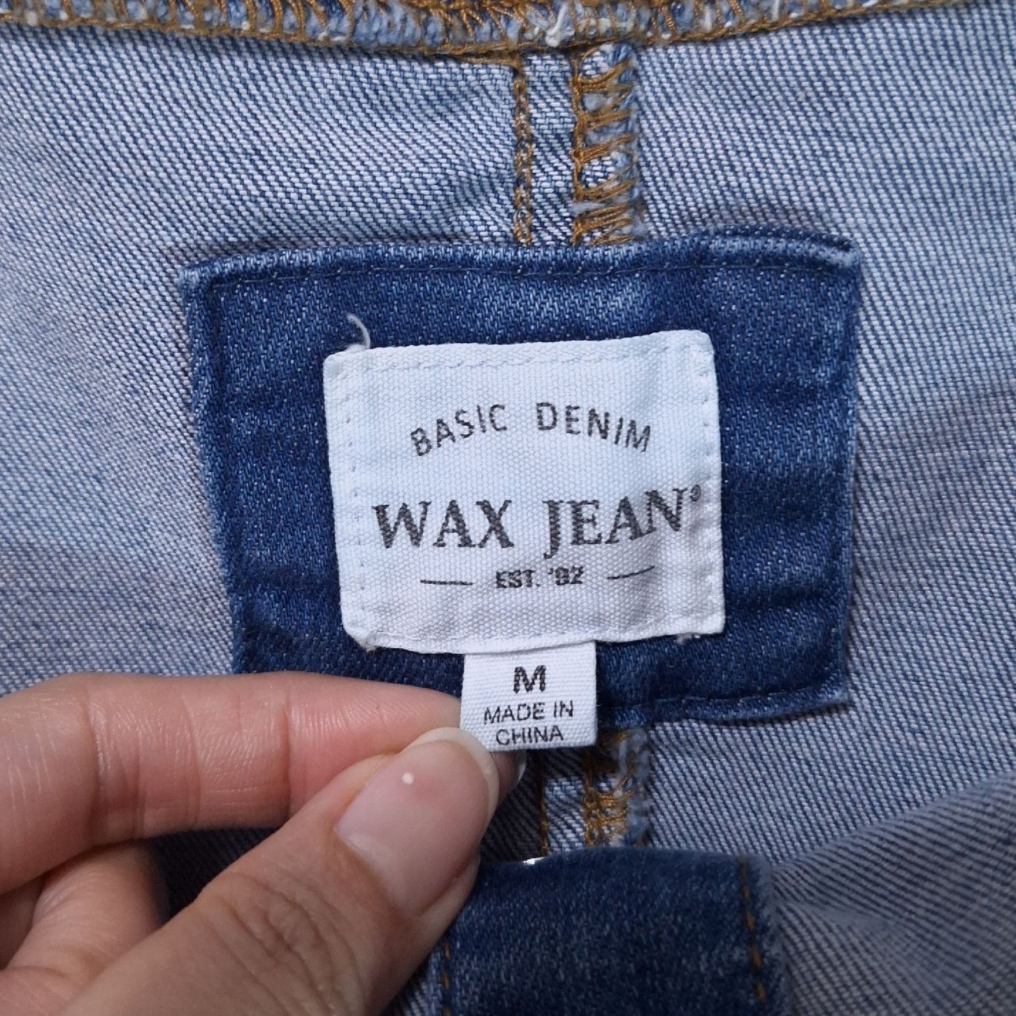 Wax Jean Button Front Denim Overall Mini Dress M Wash Blue Pinafore Raw Hem Y2K