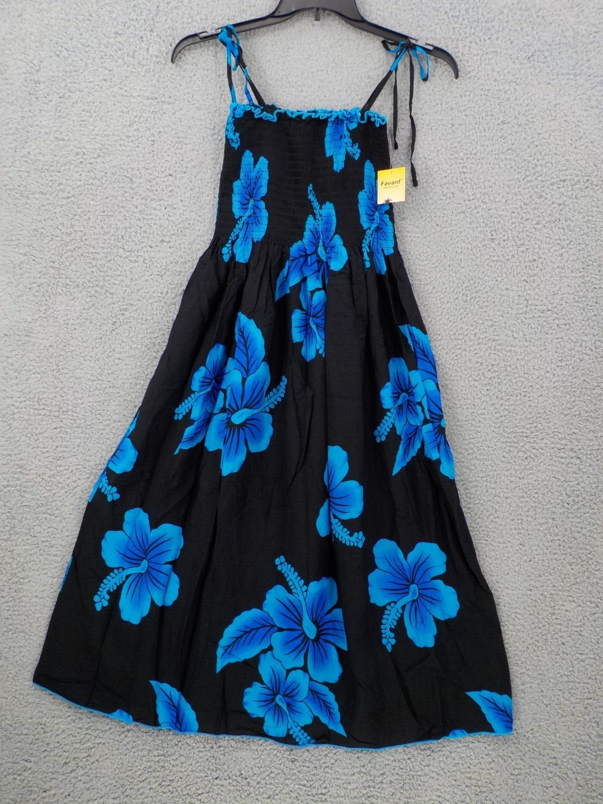 FAVANT SUNDRESS WOMENS ONE SIZE BLACK BLUE SPAGHETTI STRAP ELASTIC TUBE TOP NWT
