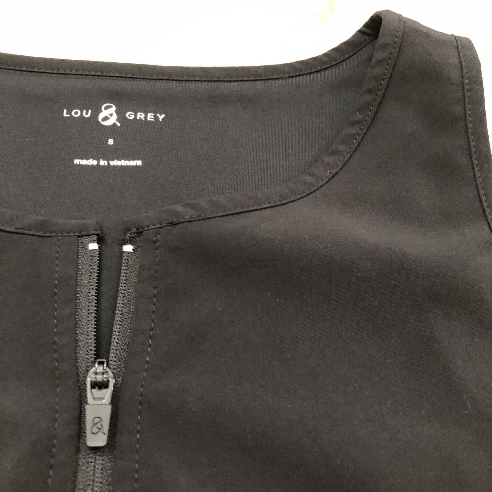 Lou & Grey Wanderweave Zip Halter Lined Shift Dress Black Small Activewear Golf
