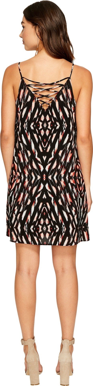 1.STATE Womens Printed A-line Slip Dress, Black, Medium