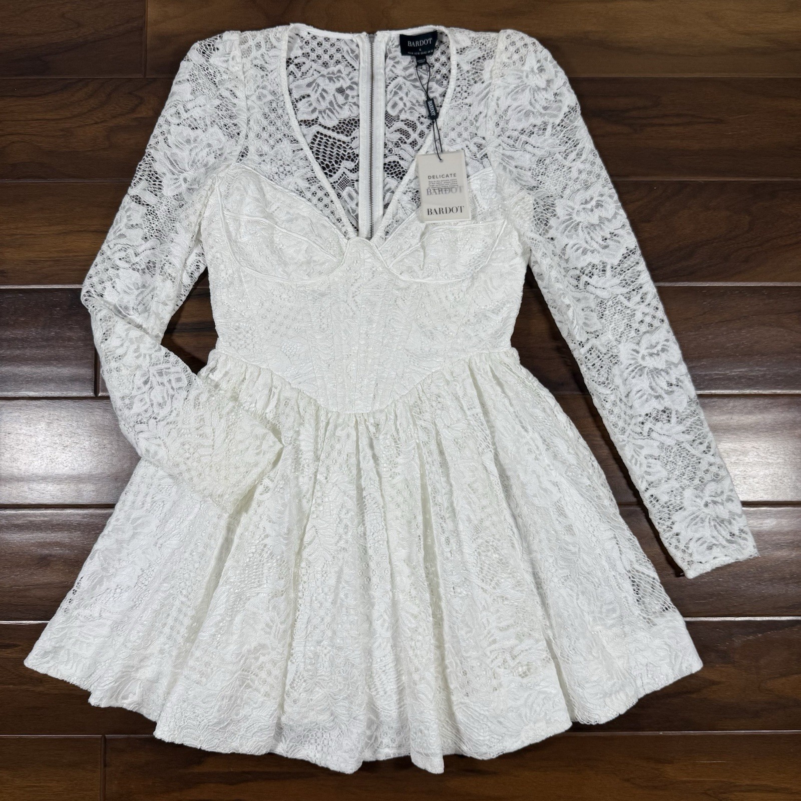 Bardot Size US 10 / XL / UK 14 / EU 42 Ivory Ellie Lace Corset Mini Dress