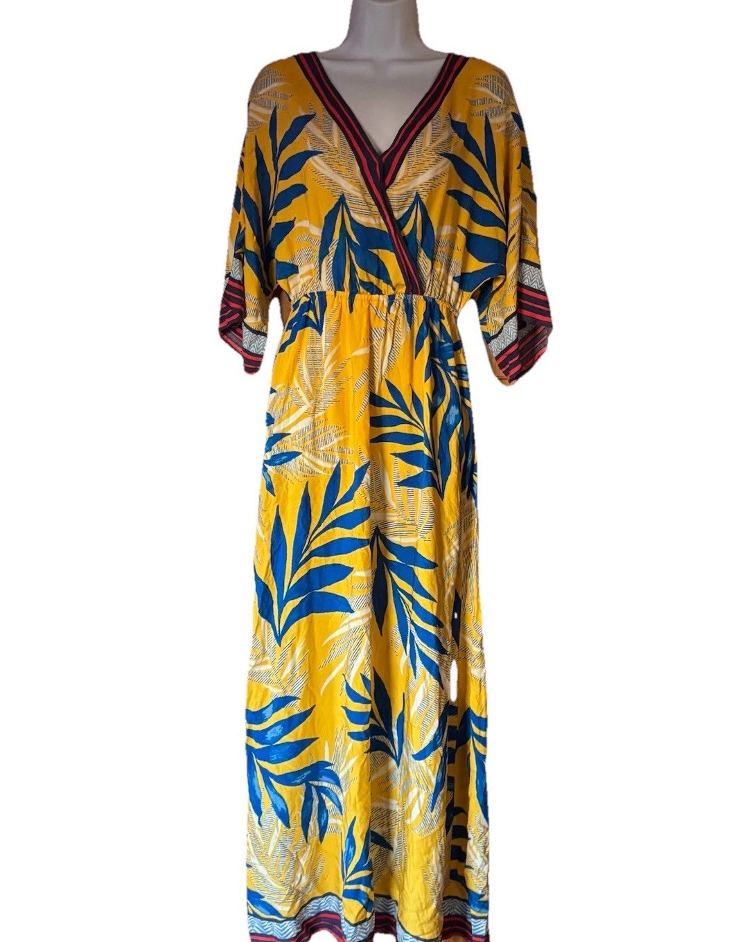 Flying Tomato Women’s Tropical Maxi Dress V-Neck Boho Gypsy Hippie Festival Sz M