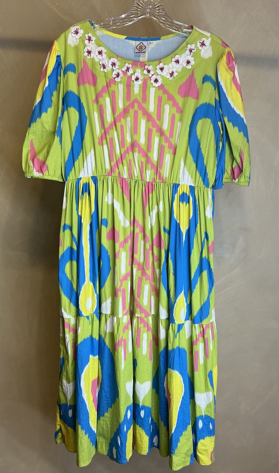 Sheridan French Women pullover Resin floral detail Colorful Arcadia Dress|SZ:L