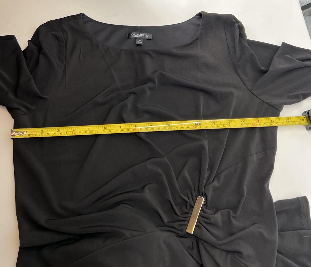 Glamour Black Dress Long Sleeve Stretch Knit Size 10 NWT Originally $80