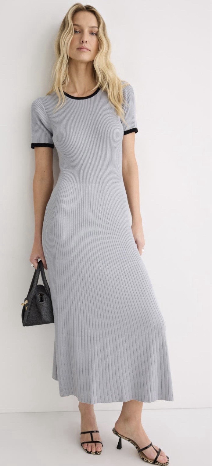 Alexia Admor Grey Keiko Crew Neck Dress Size M (US 6-8) MSRP $265 small hole in