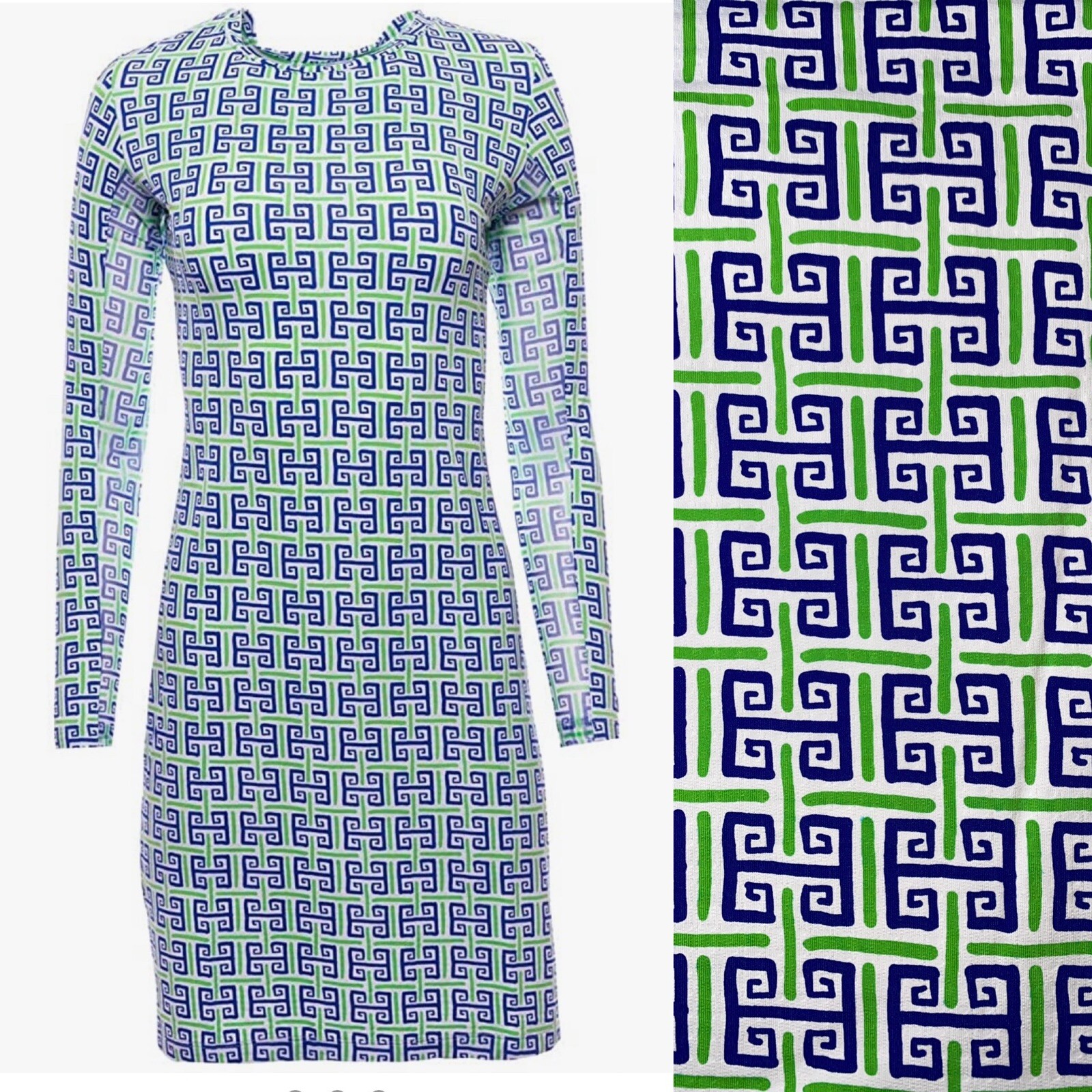 IBKUL Preppy Dress Size L Geo Key Kelly Green Golf Tennis Pickleball Resort New