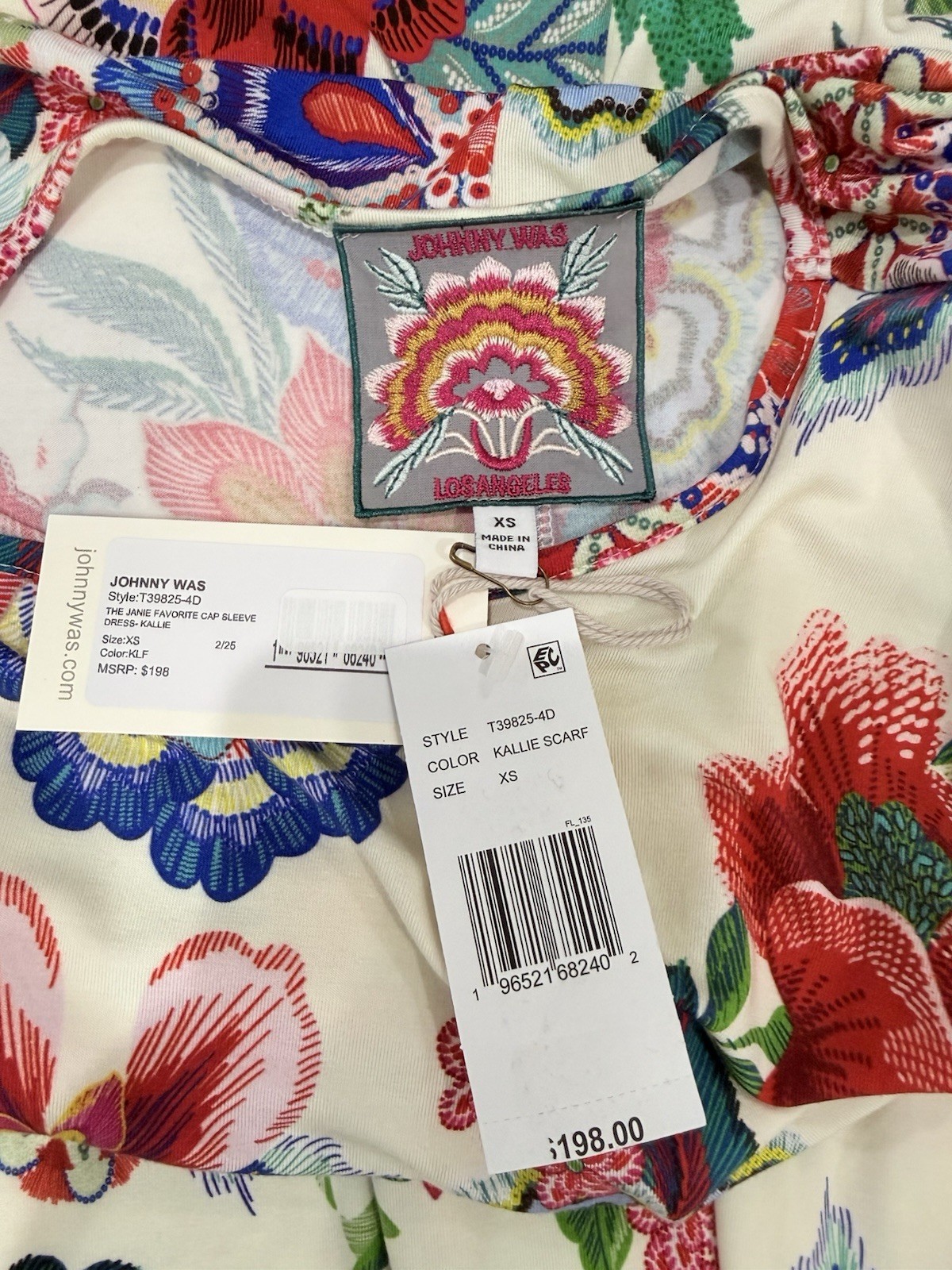 Johnny Was XS The Janie Favorite Cap Sleeve Midi Dress Kallie Scarf NWT White