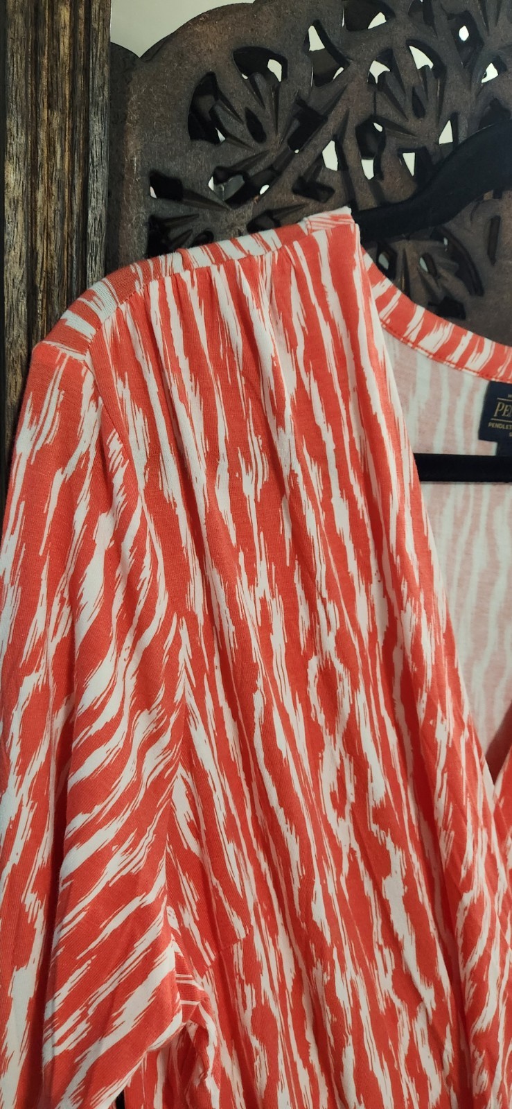 Pendleton Breezeway Faux Wrap XL Extra Large Dress Salmonberry Ivory Zebra Coral