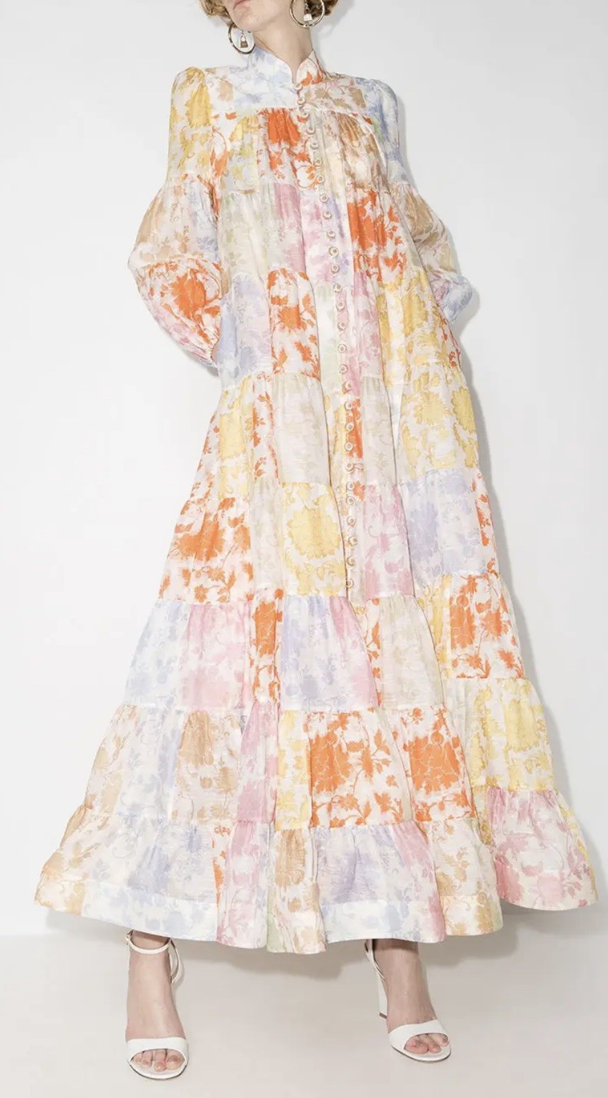 Zimmermann Post Card Lantern Floral Print Maxi Dress, Size 0/ AU 8
