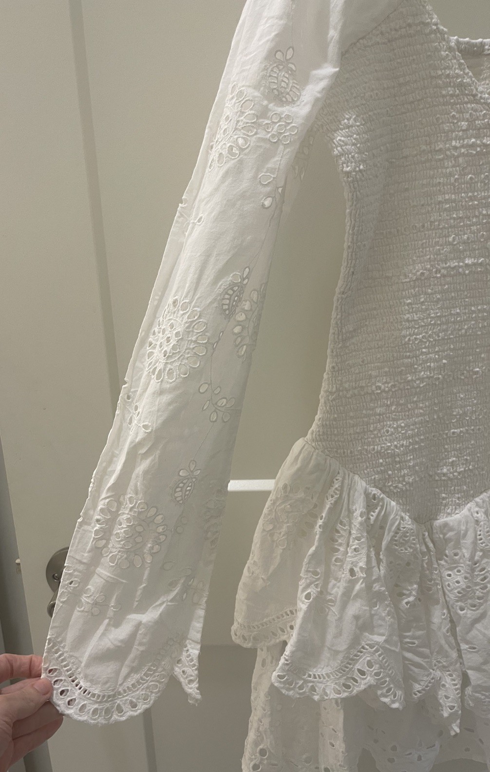 LoveShackFancy Jayce Broderie Anglaise Mini Dress Antique White Small $485