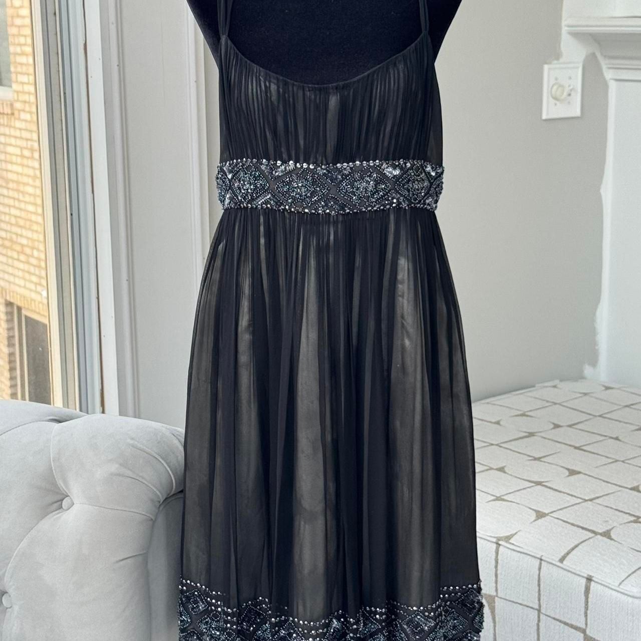 Adrianna Papell Evening 100% Silk Beaded Dress
