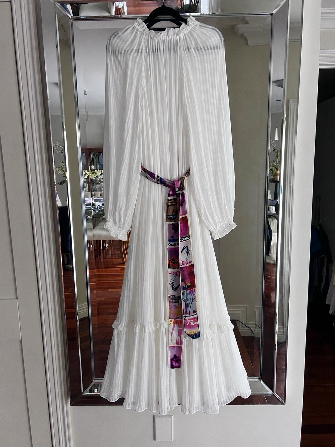 Zimmermann Postcard Silk Scarf White Midi Dress Size 1 / AU 8 / US 4