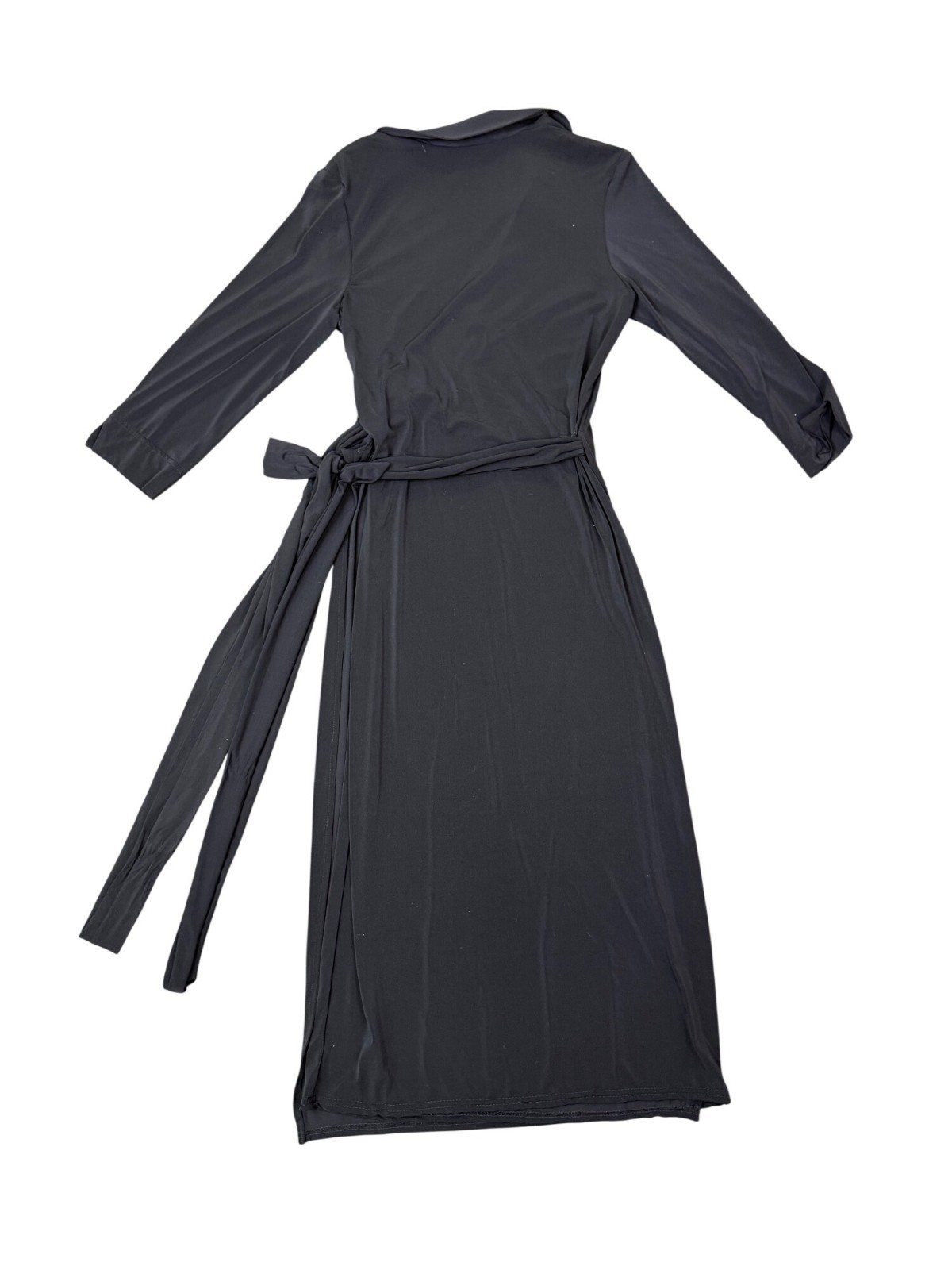 Melissa Masse Womens Black Wrap Shirt Dress Large Stylish & Comfy