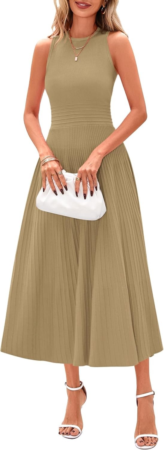Spring Casual Dresses for Women 2026 Summer Business Work Midi Sleeveless A Line