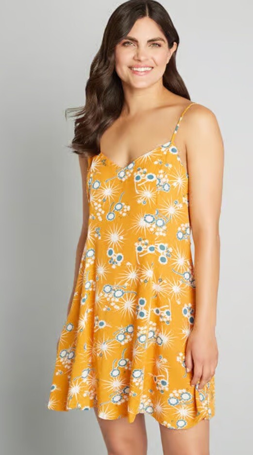 ModCloth On Cloud Nineties Shift Dress Sundress Midi Size XS $59 Adjustable