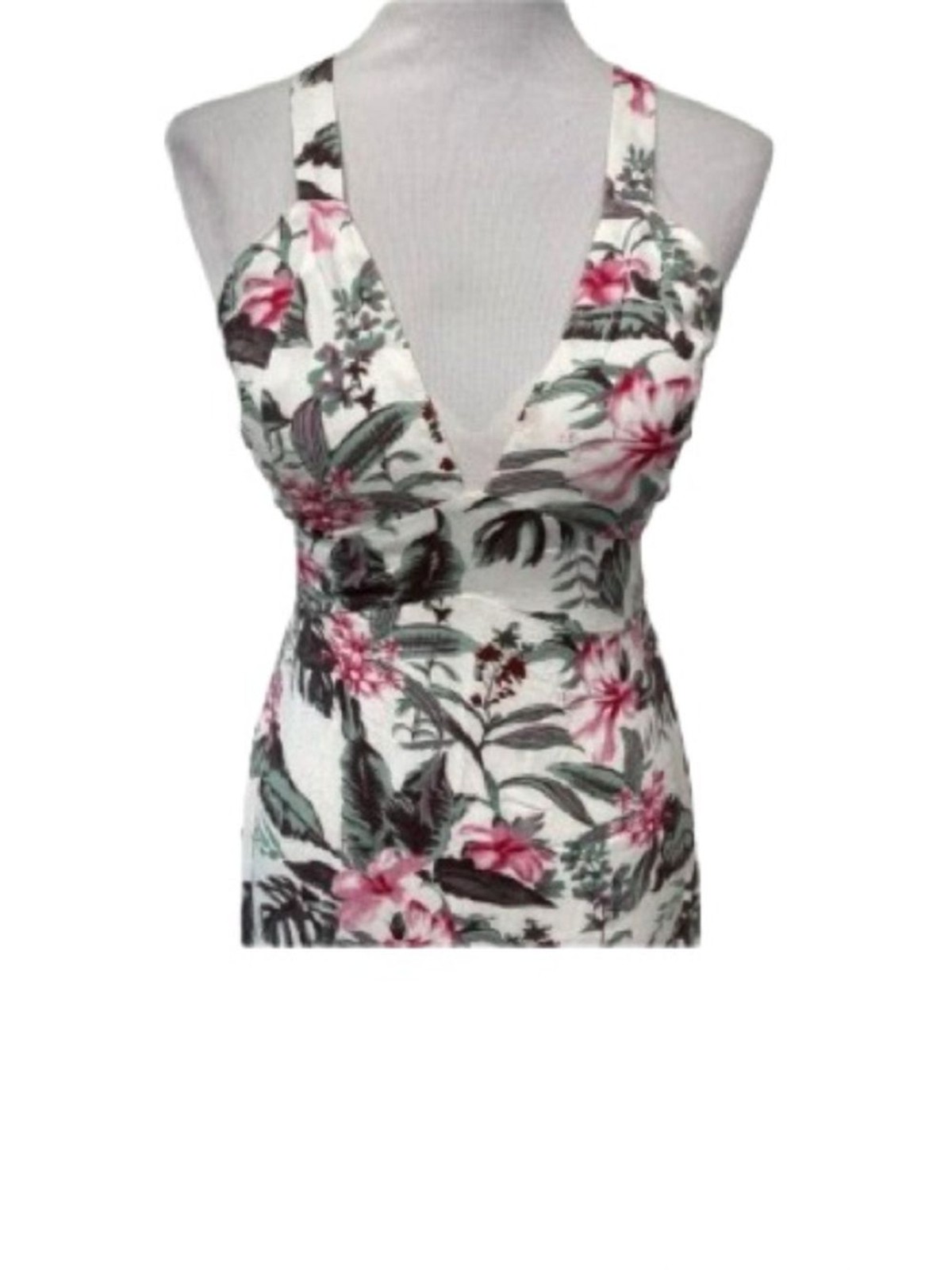 🎉Host Pick 🎉Sim & Sam’s Floral Tropical V-Neck Maxi Dress Cross Strap Size S