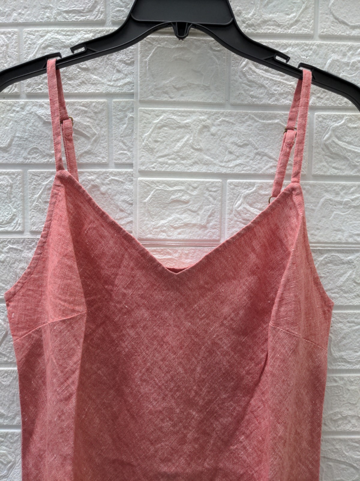 New Garnet Hill Adele Linen Slip Dress Poppy Rose Chambray Sz 14