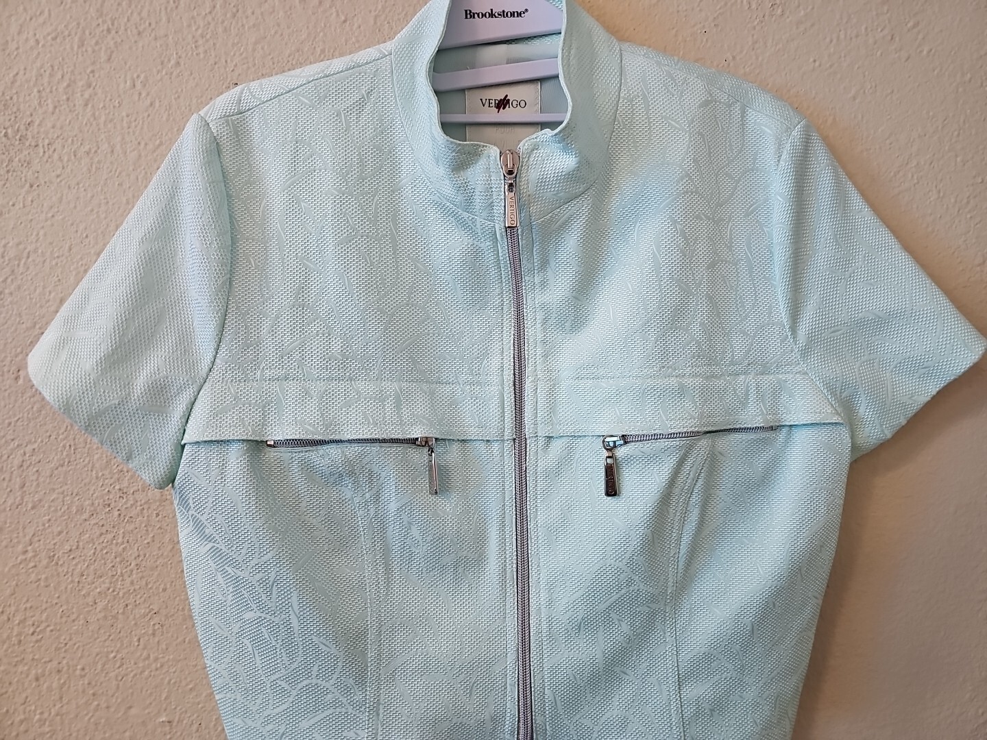 Vertigo Paris Two Piece Set Mint Floral Embroidered Dress Jacket Size Large