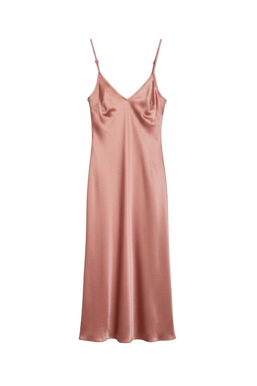 Peach Spaghetti Strap Maxi Dress with V-Neck