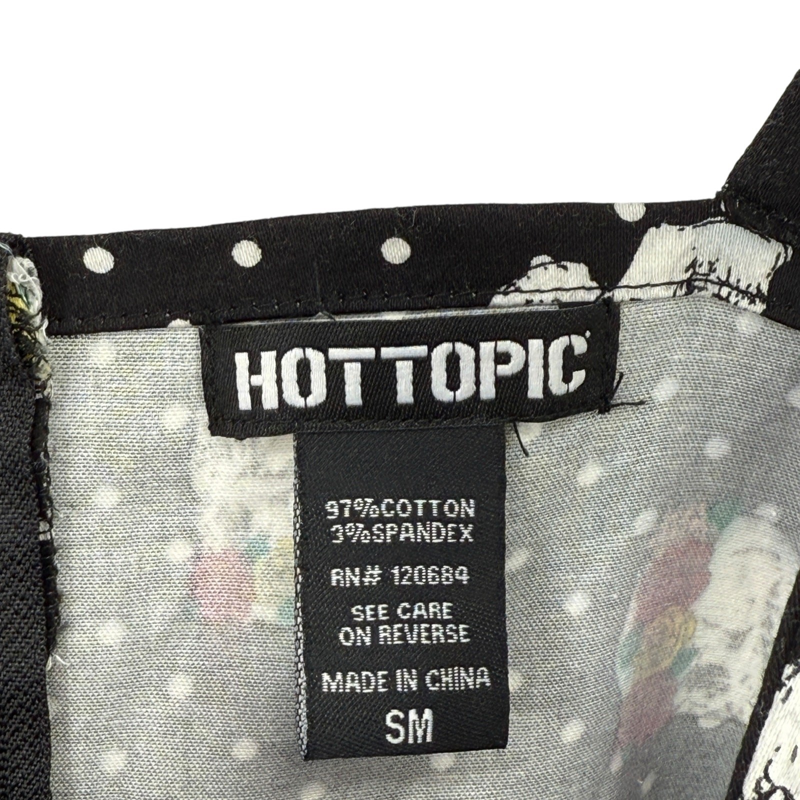 Hot Topic Skull Flower Polka Dot Mini Dress Size Small Punk Goth Halloween