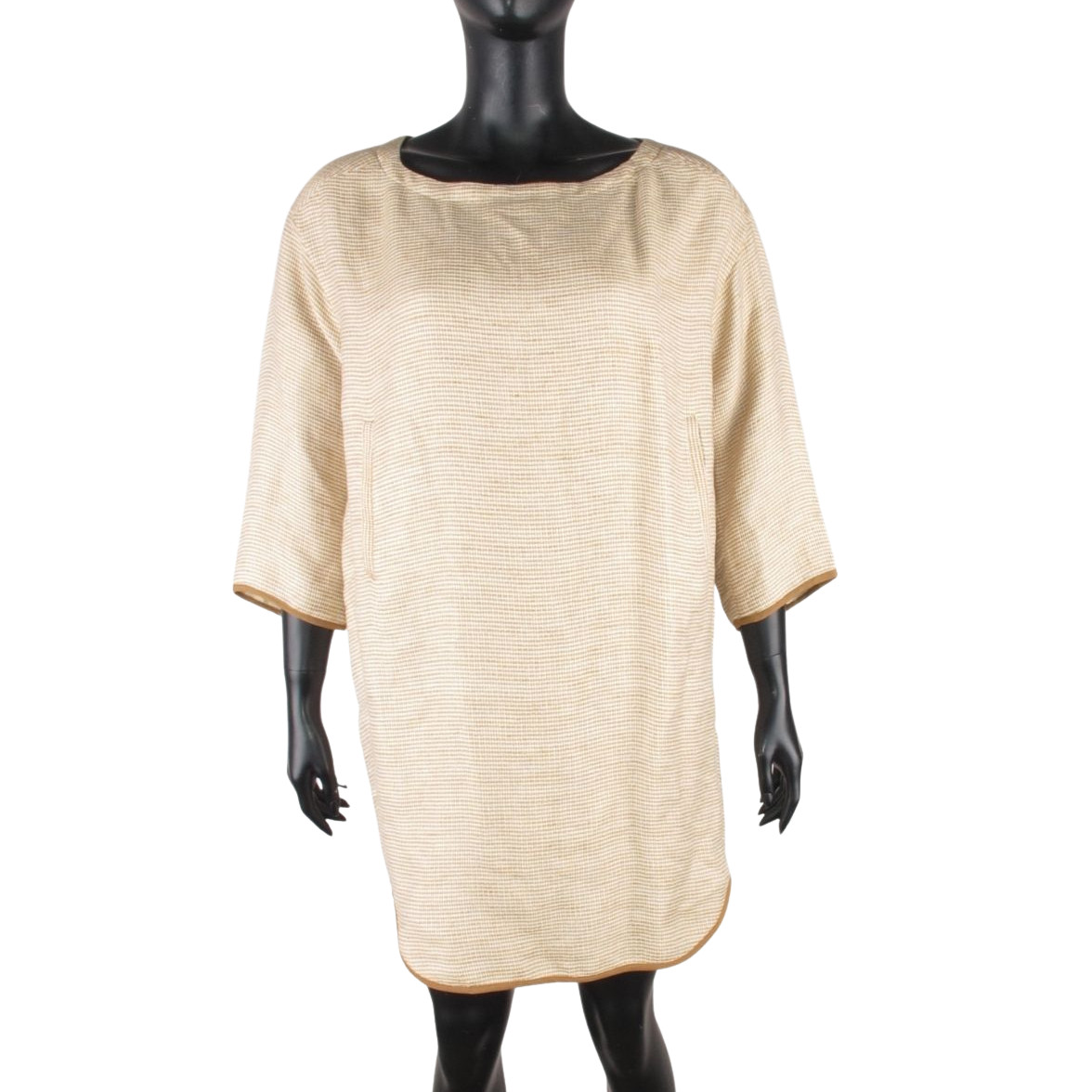 Humanoid Womens Oversized Tunic Dress White Orange Pockets Scandinavian XL