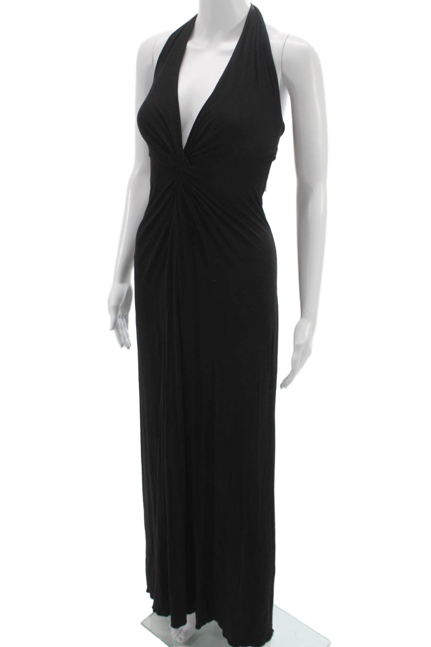Mijo Women Maxi Halter Mid Calf Black Sleeveless Dress Size S