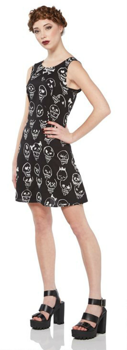 VOODOO VIXEN SKULL ROCKABILLY PSYCHOBILLY RETRO TATTOO 50’S SKATER DRESS DRA8064