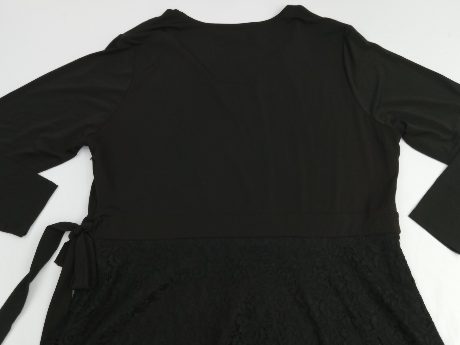 Dennis By Dennis Basso Black Lace Long Sleeve Dress A-line V-Neck Tie Waist 20W