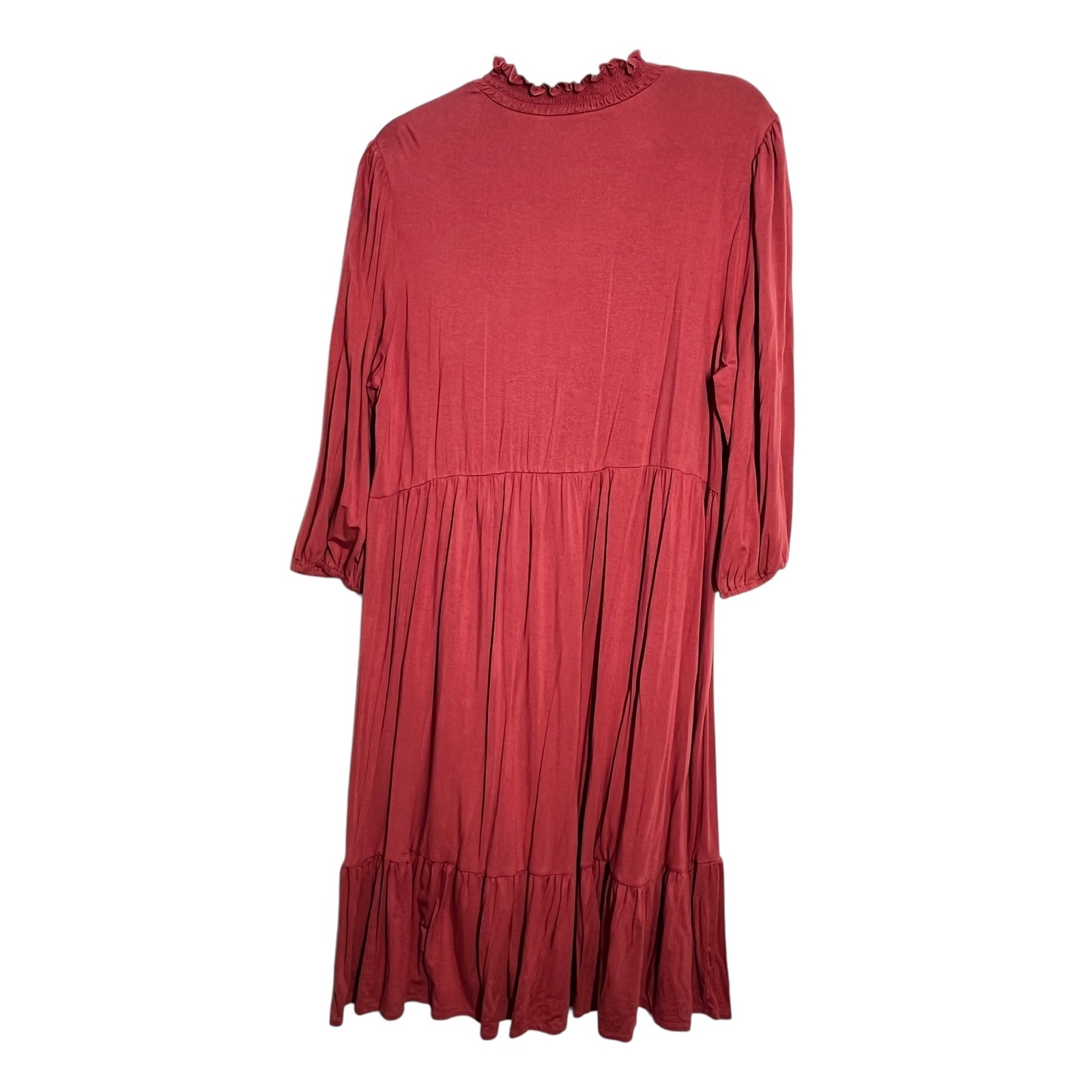 Cato Est 1946 Womens Plus 18/20W Pink Ruffle Neck Tiered Midi Dress 3/4 Sleeve