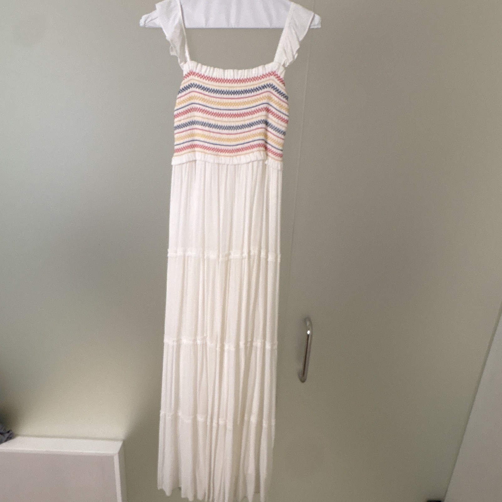 Tory Burch Multicolor Floral Maxi Dress with Smocked Shoulder Tie for Summer (S)