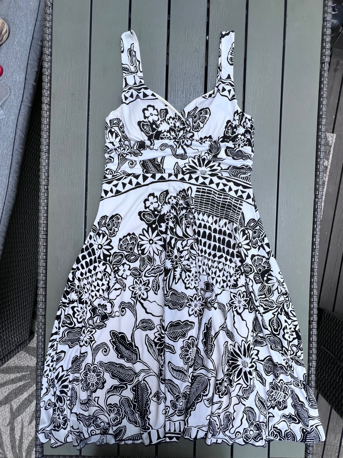 Vintage Y2K Georgiou Studio Black White Floral Dress XL Made in USA