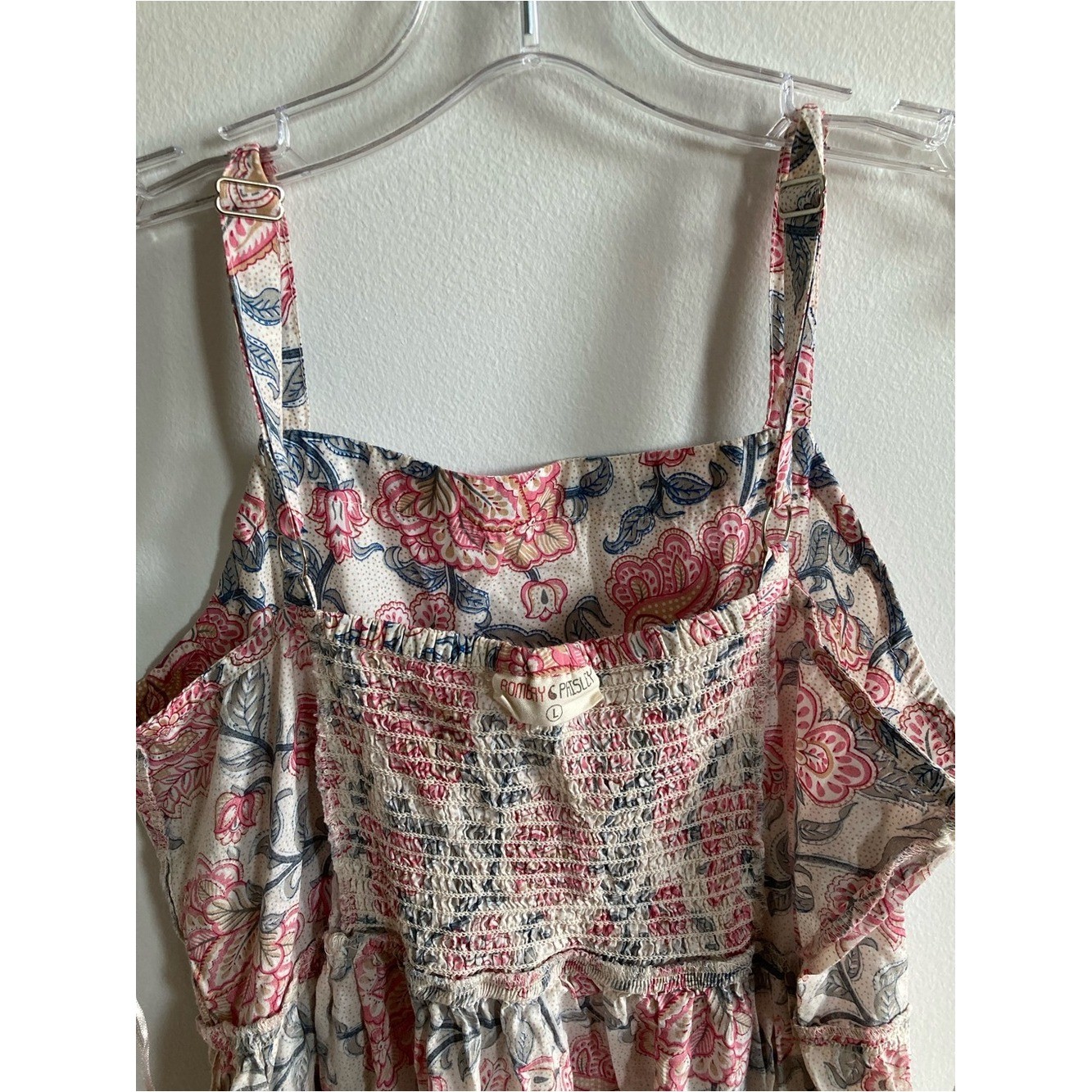 Bombay paisley Artisanal Painterly Floral Maxi Adjustable Strap Tiered Dress