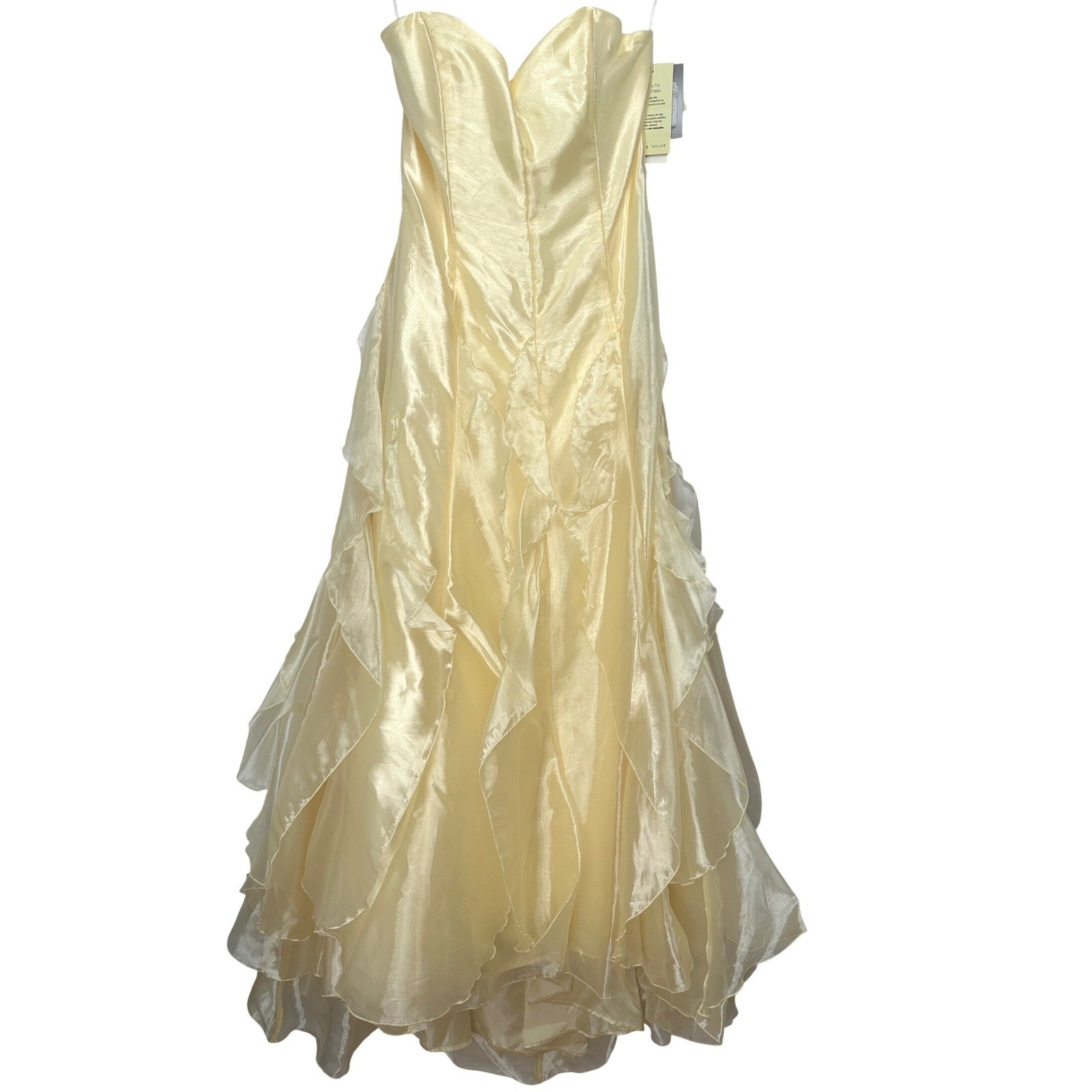 NWT Vintage Jessica McClintock Gunne Sax Buttercup Yellow Strapless Dress 11/12