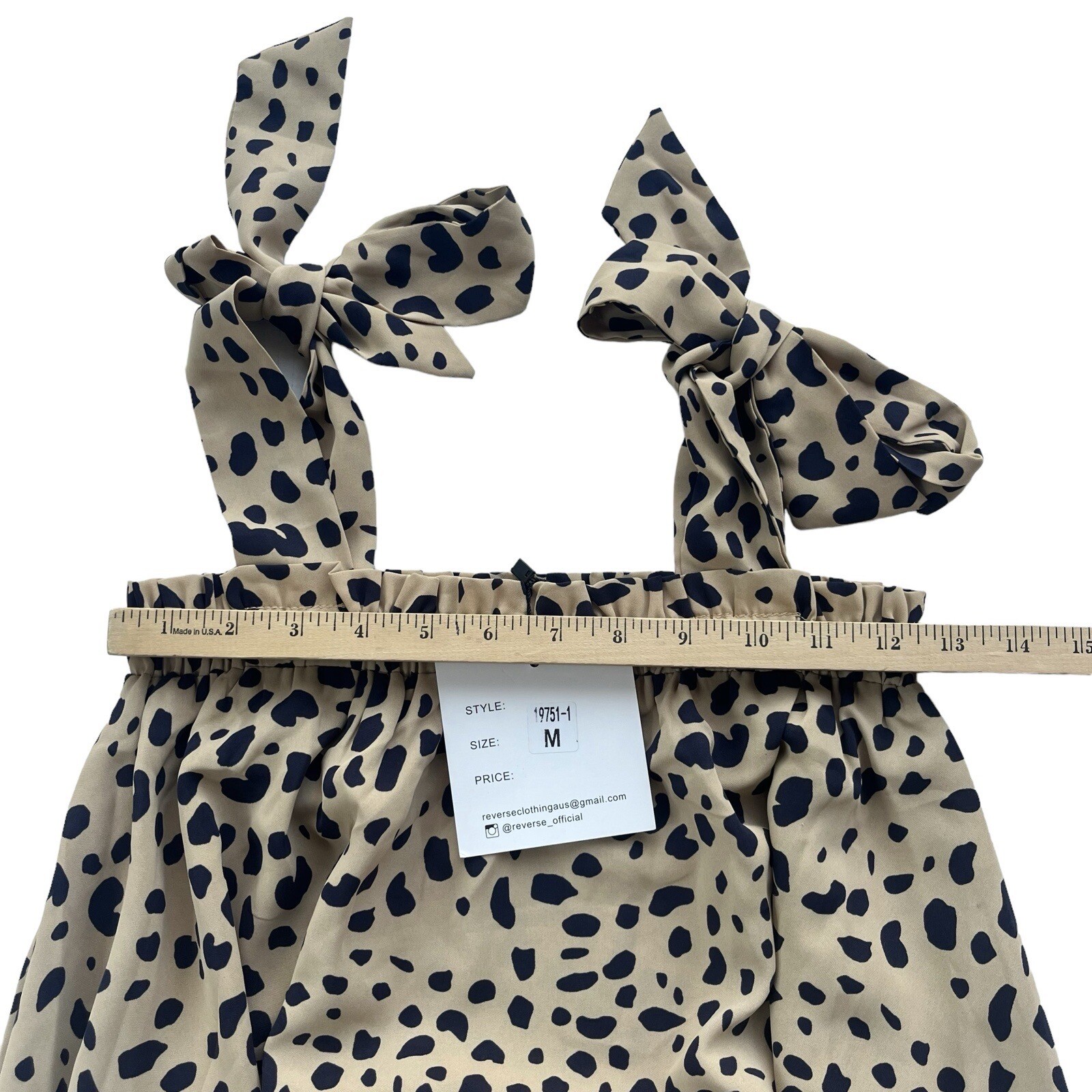 Reverse Womens Medium Tan Navy Cheetah Print Polyester Tent Tie Tank Flowy Dress