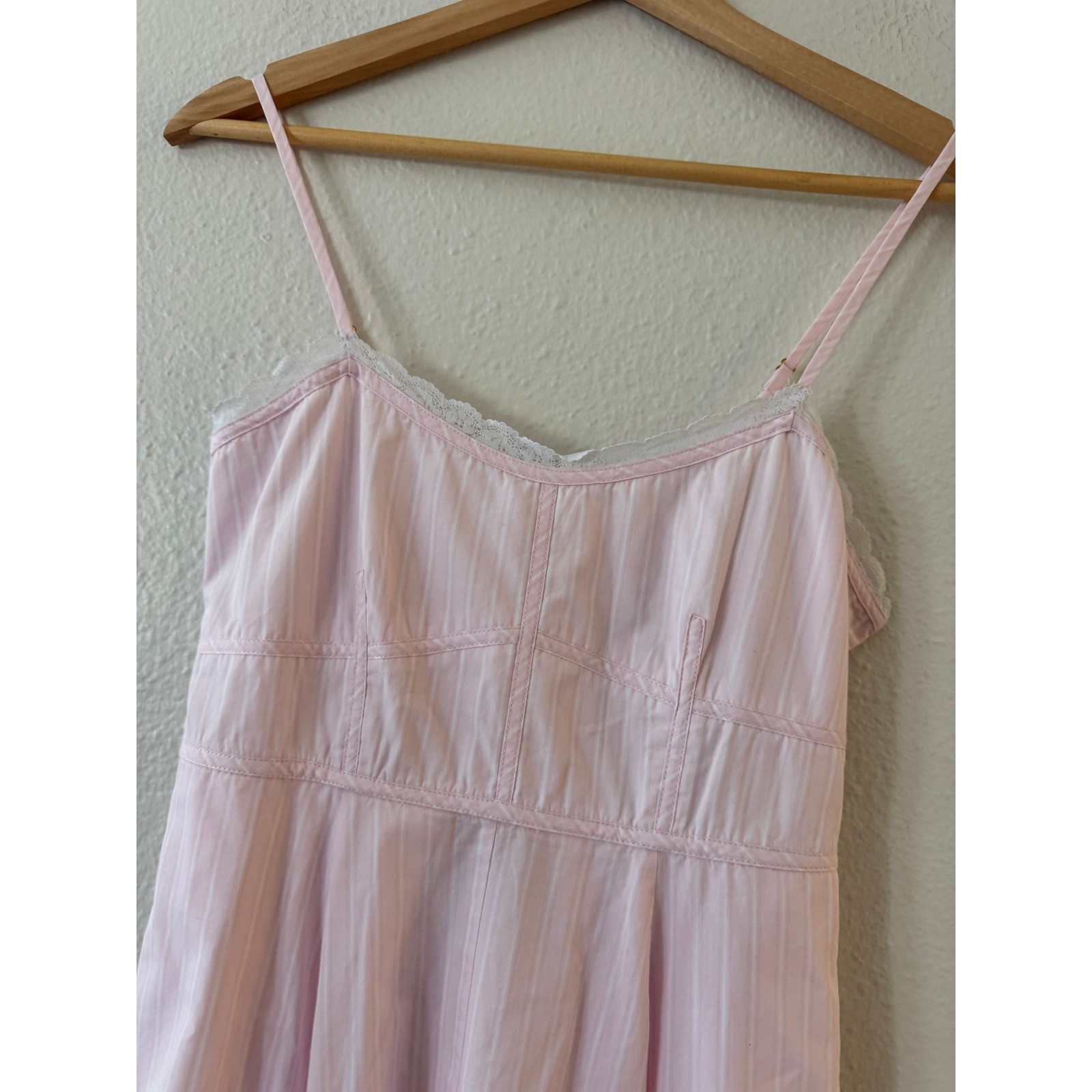 LoveShackFancy Pink Stripe Lace Trim Maxi Dress XXS Pastel Cottagecore Good
