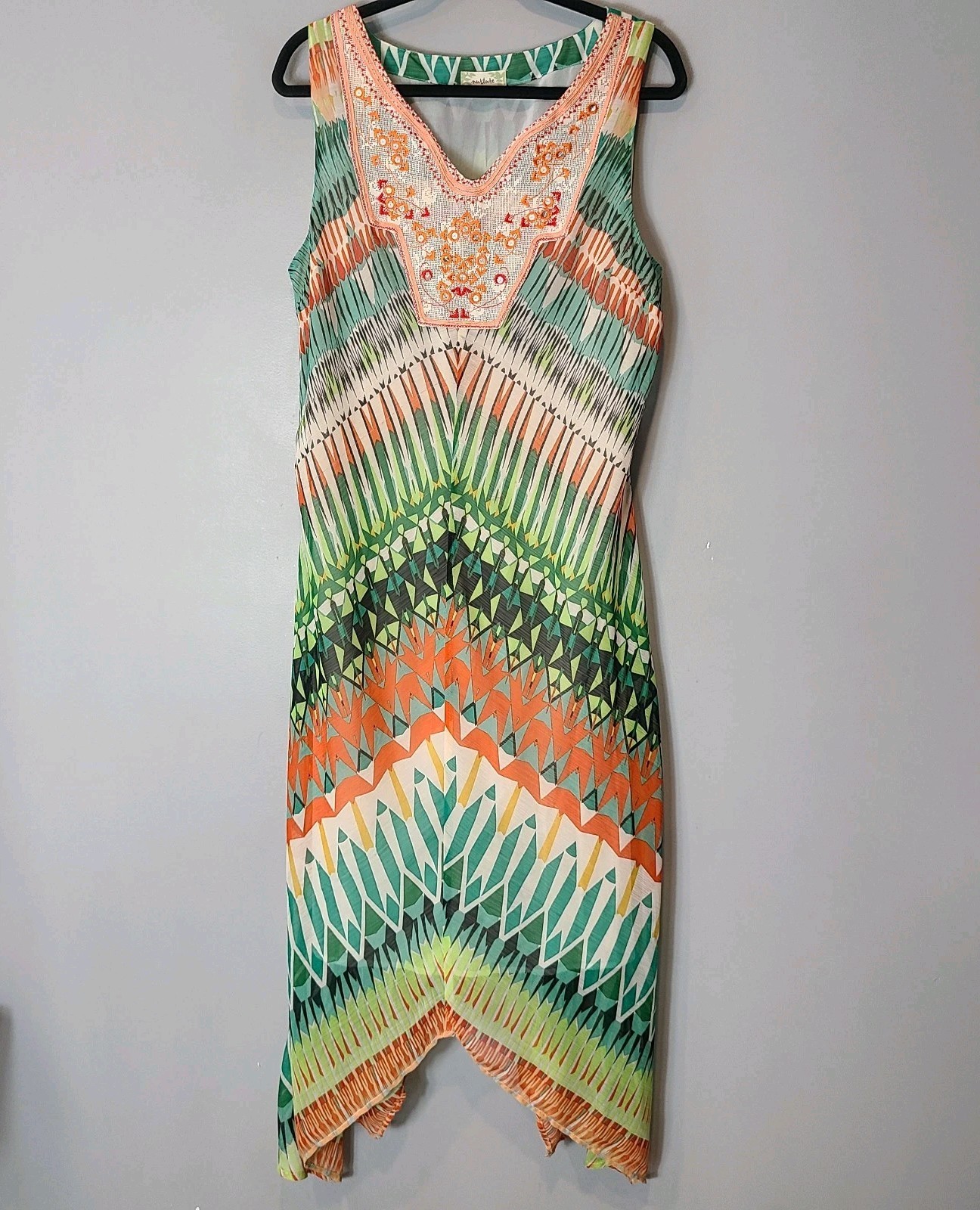 Y2K Vintage Maxi Dress Sz Large Gypsy Dreamy Beach Aztec Tribal Hippie Festival