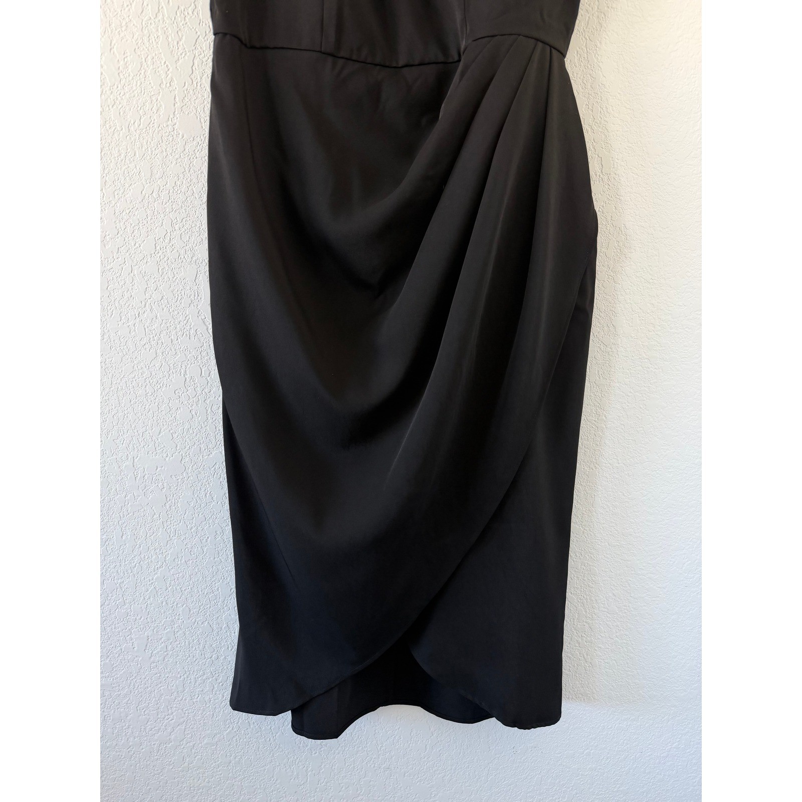 Mac Duggal Black Cap Sleeve Midi Dress Evening Formal Size 10 *BELT NOT INCLUDED
