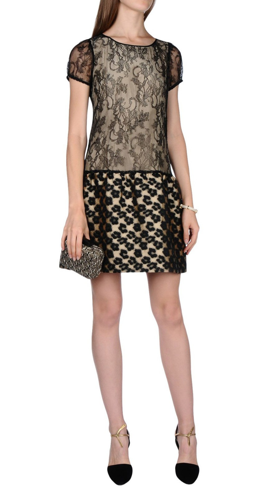 RedValentino Black Gold Lace Brocade Dress Party Prom Formal Red Valentino