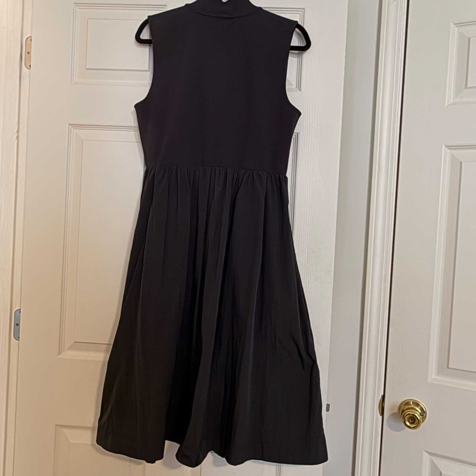 Steve Madden Black Midi Dress XL Sleeveless Ribbed Mock Neck Zip Pockets Casual
